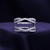 Round Cut Lab Created Moissanite Double Infinity Wedding Ring Guard Enhancer For Women In 14K Gold Over Sterling Silver