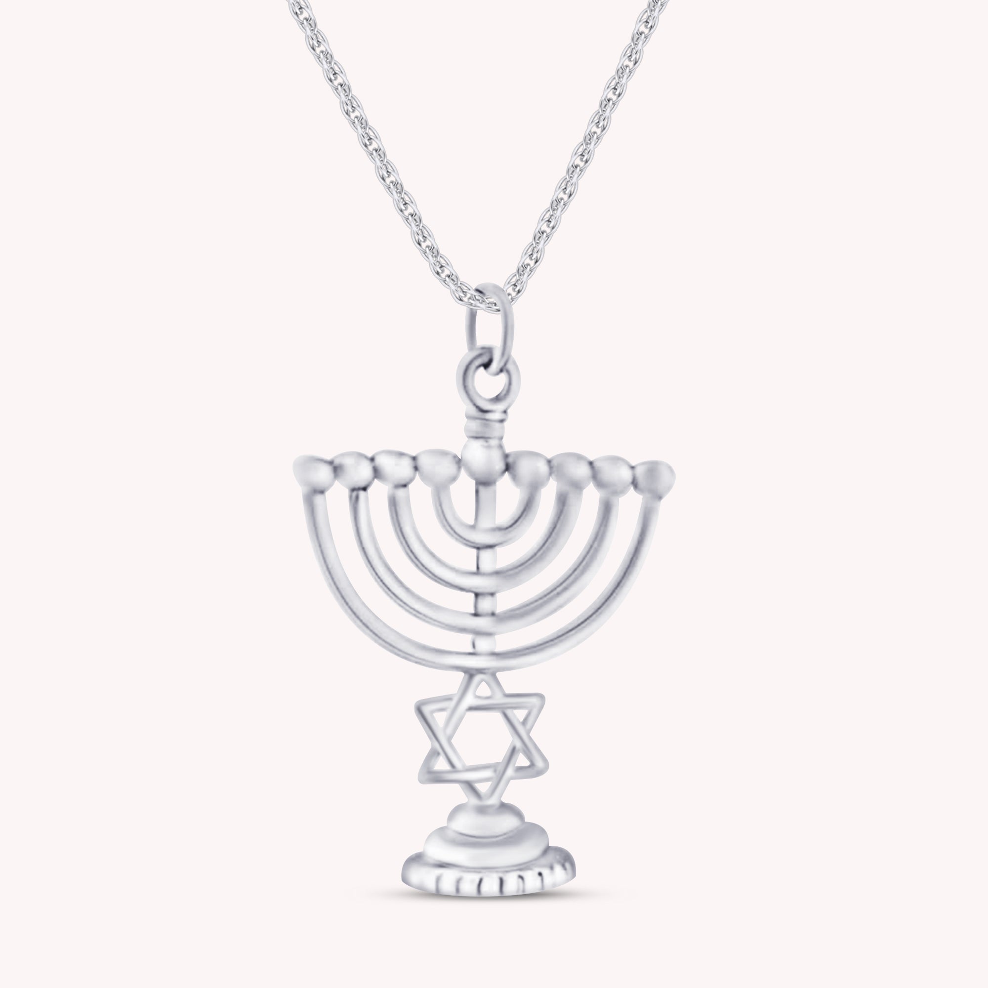 Hanukkah Menorah Star Of David Pendant Necklace