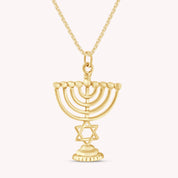 Hanukkah Menorah Star Of David Pendant Necklace
