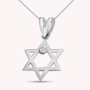 CZ Star Of David Pendant Necklace 925 Sterling Silver Jewish Star Jewelry