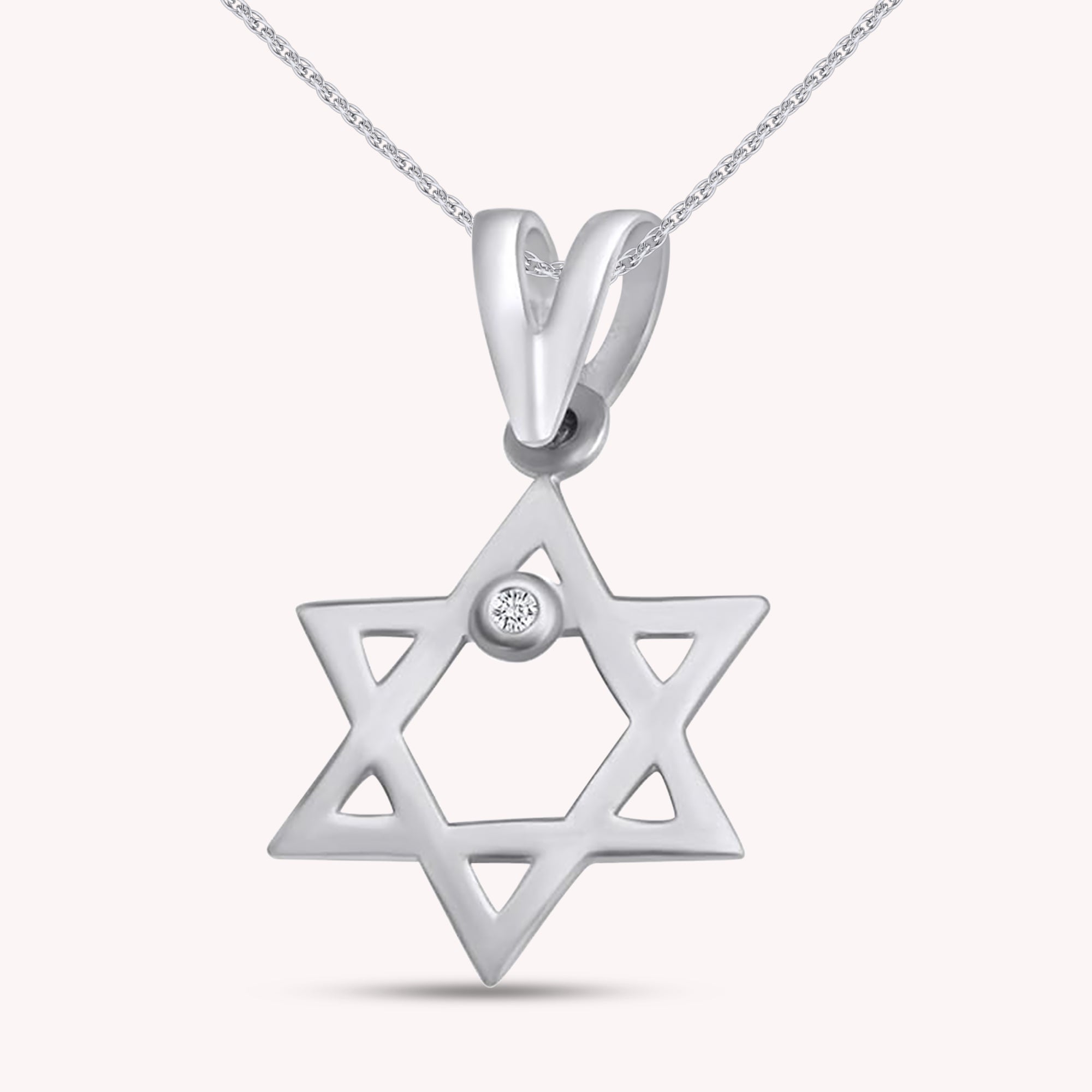 CZ Star Of David Pendant Necklace 925 Sterling Silver Jewish Star Jewelry