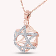 Jewish Round Shape White Cubic Zirconia Star of David Pendant Necklace