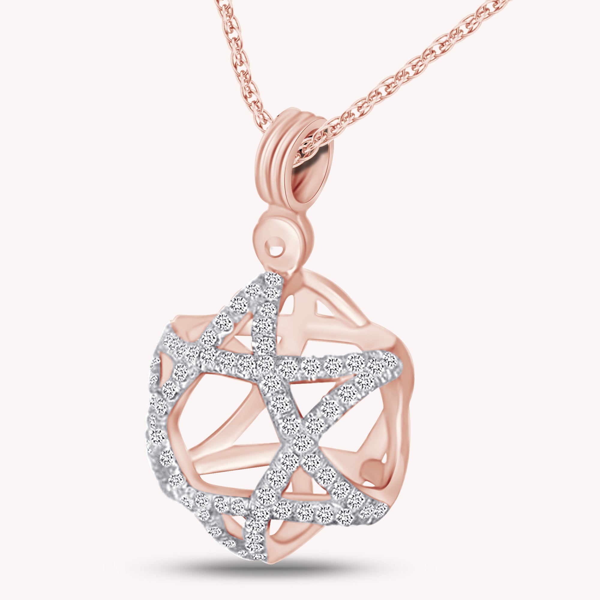 Jewish Round Shape White Cubic Zirconia Star of David Pendant Necklace