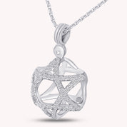 Jewish Round Shape White Cubic Zirconia Star of David Pendant Necklace