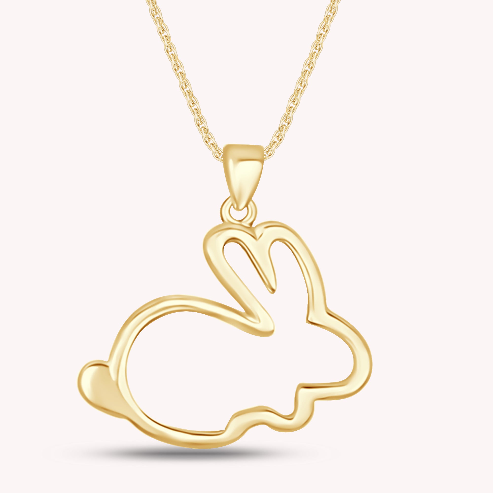 14K Gold Over Sterling Silver Rabbit Bunny Pendant Necklace