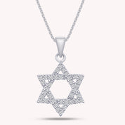 0.15 Ct Round Shape White Natural Diamond Star Of David Pendant Necklace In 14k Solid Gold