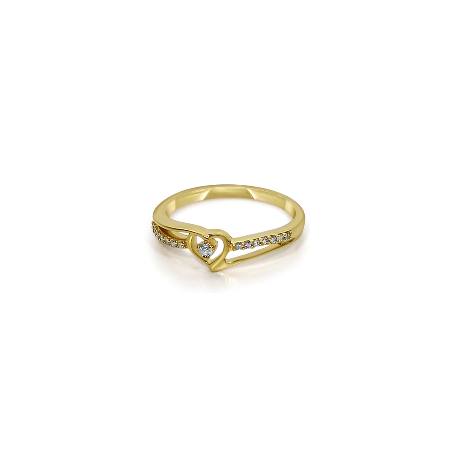 1/10 Carat CT Round White Natural Diamond Bypass Heart Promise Ring 14k Gold Over Sterling Silver Gift for Her