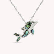Abalone Shell Animal (Starfish, Dolphin, Seahorse, Frog, Dragonfly, Whale Tail, Turtle) Pendant Necklace In 14K White Gold Over Sterling Silver 14K Gold Over Sterling Silver