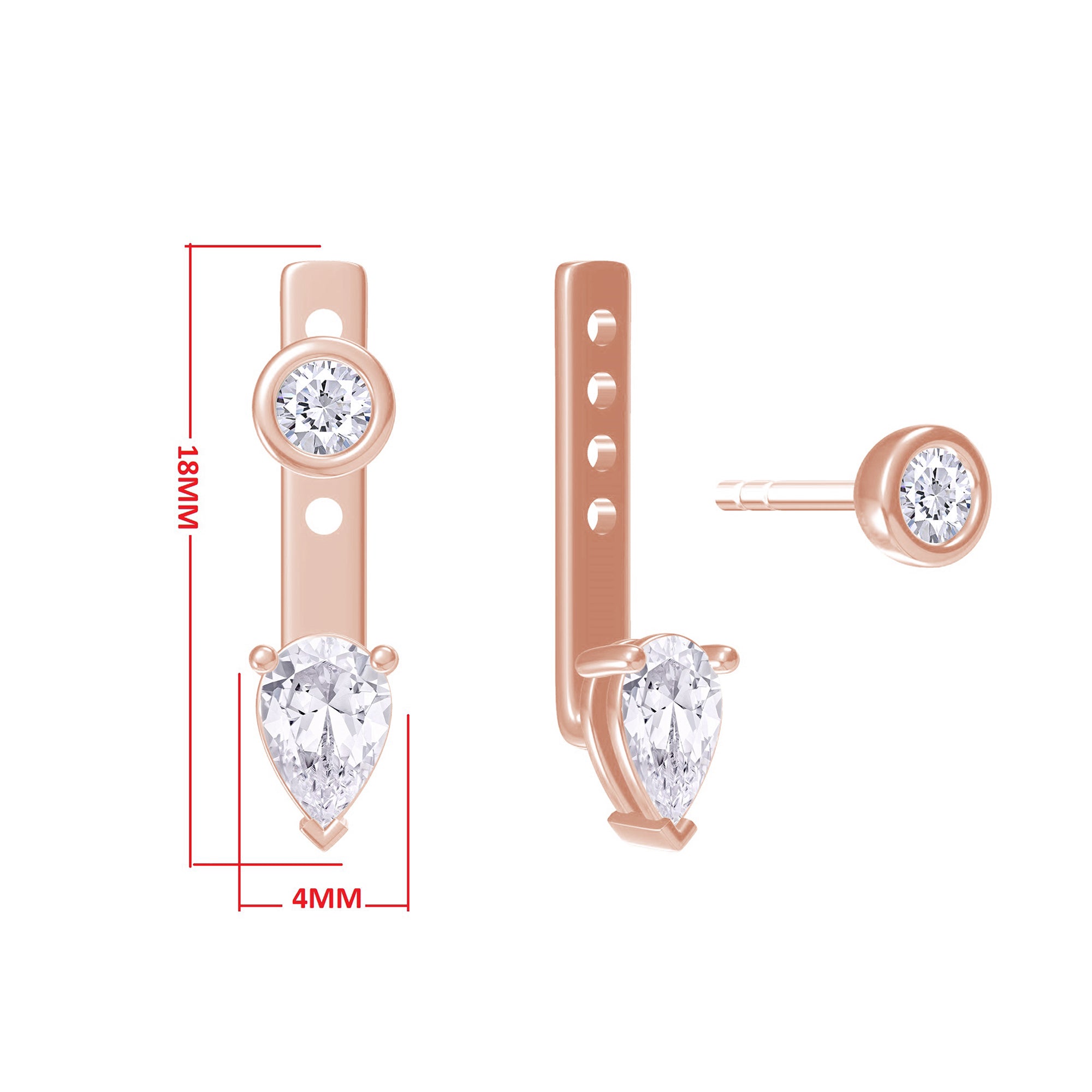 Pear & Round-Shaped Add-On Cubic Zirconia Earrings