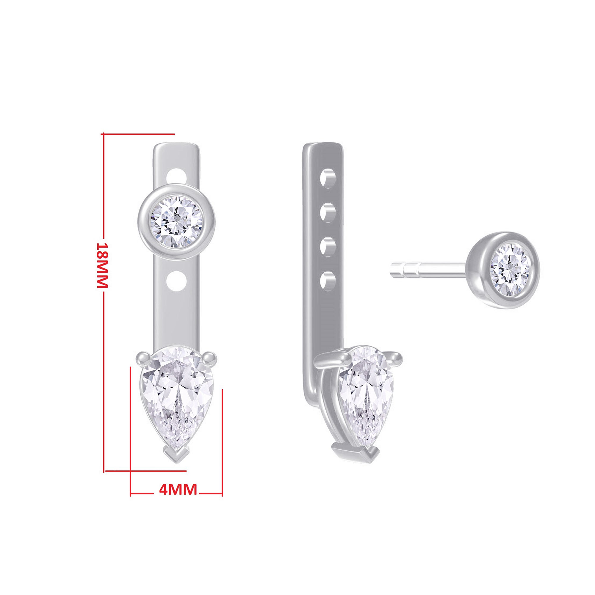 Pear & Round-Shaped Add-On Cubic Zirconia Earrings