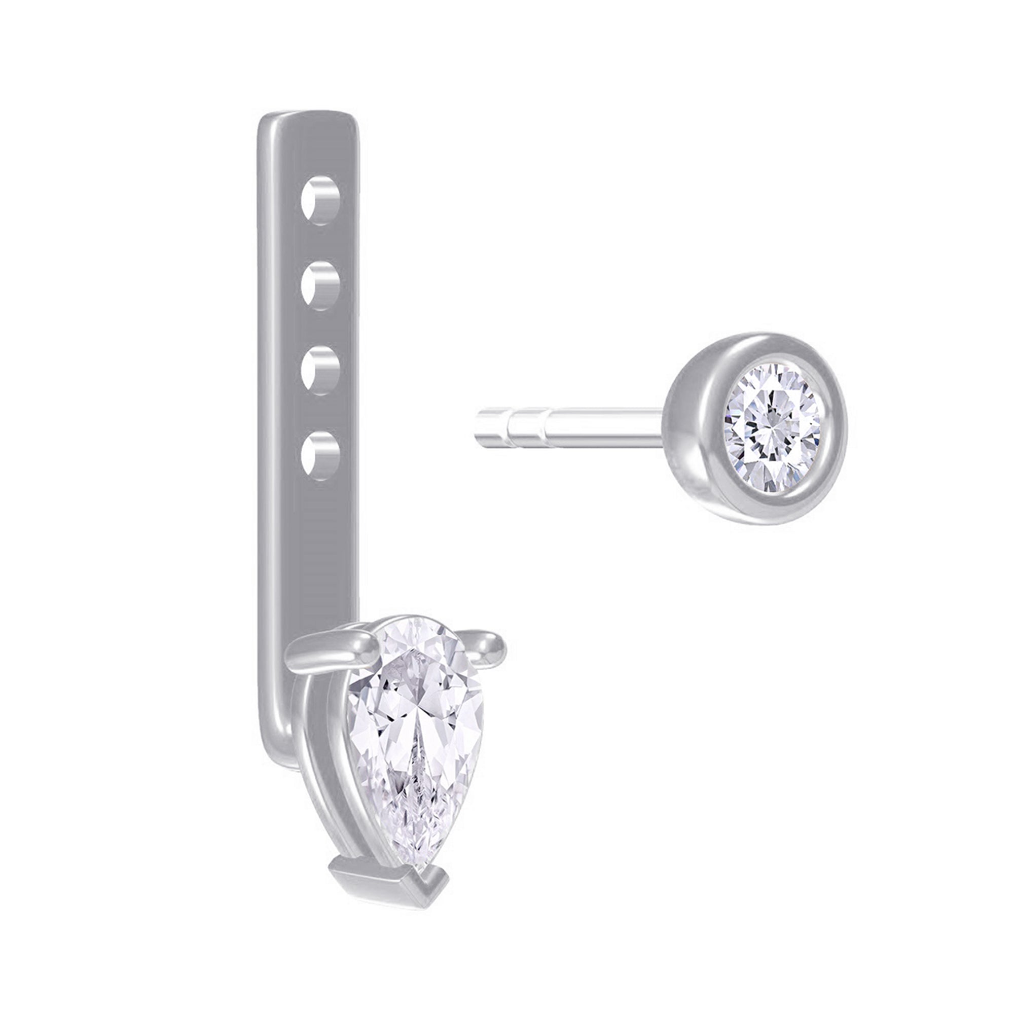 Pear & Round-Shaped Add-On Cubic Zirconia Earrings