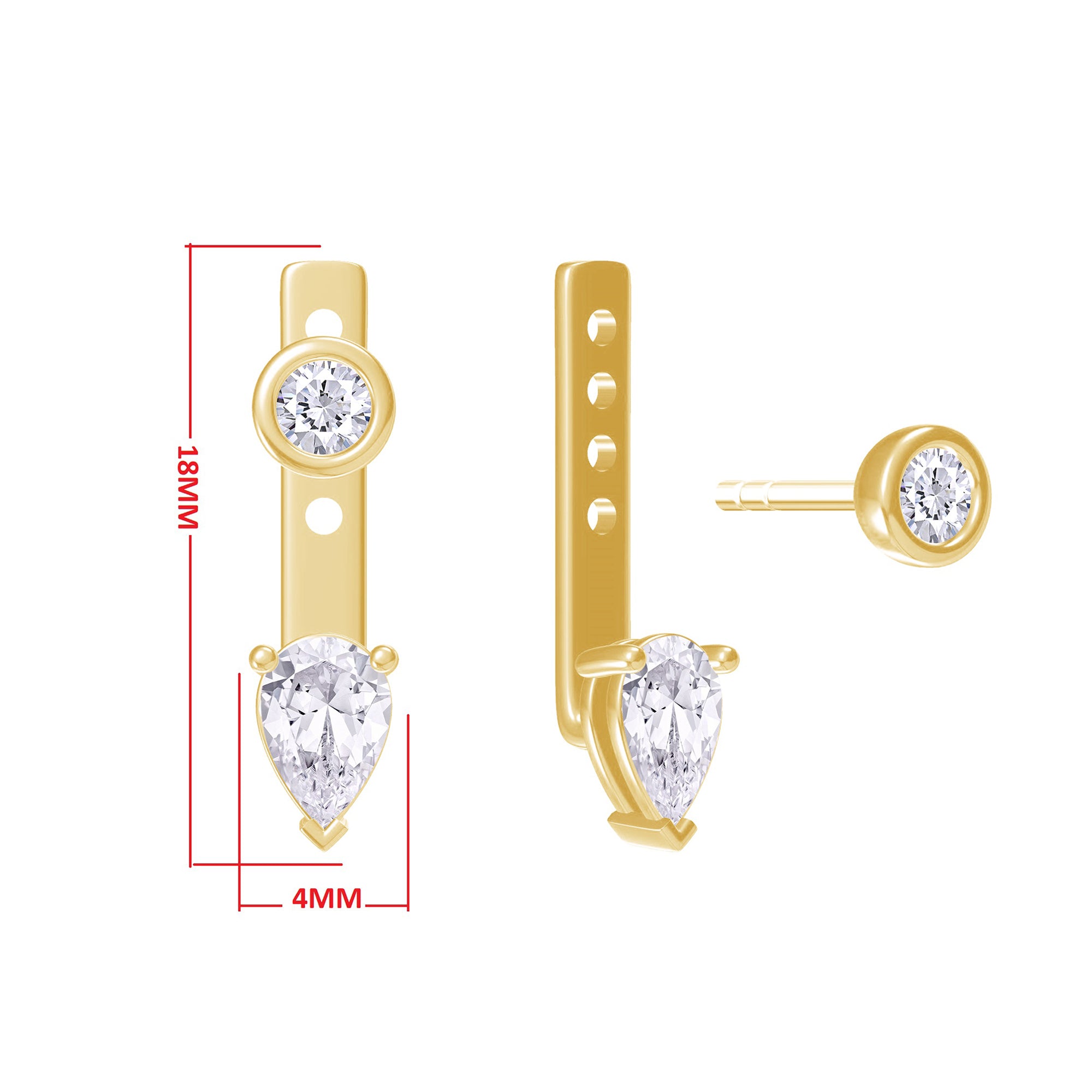 Pear & Round-Shaped Add-On Cubic Zirconia Earrings