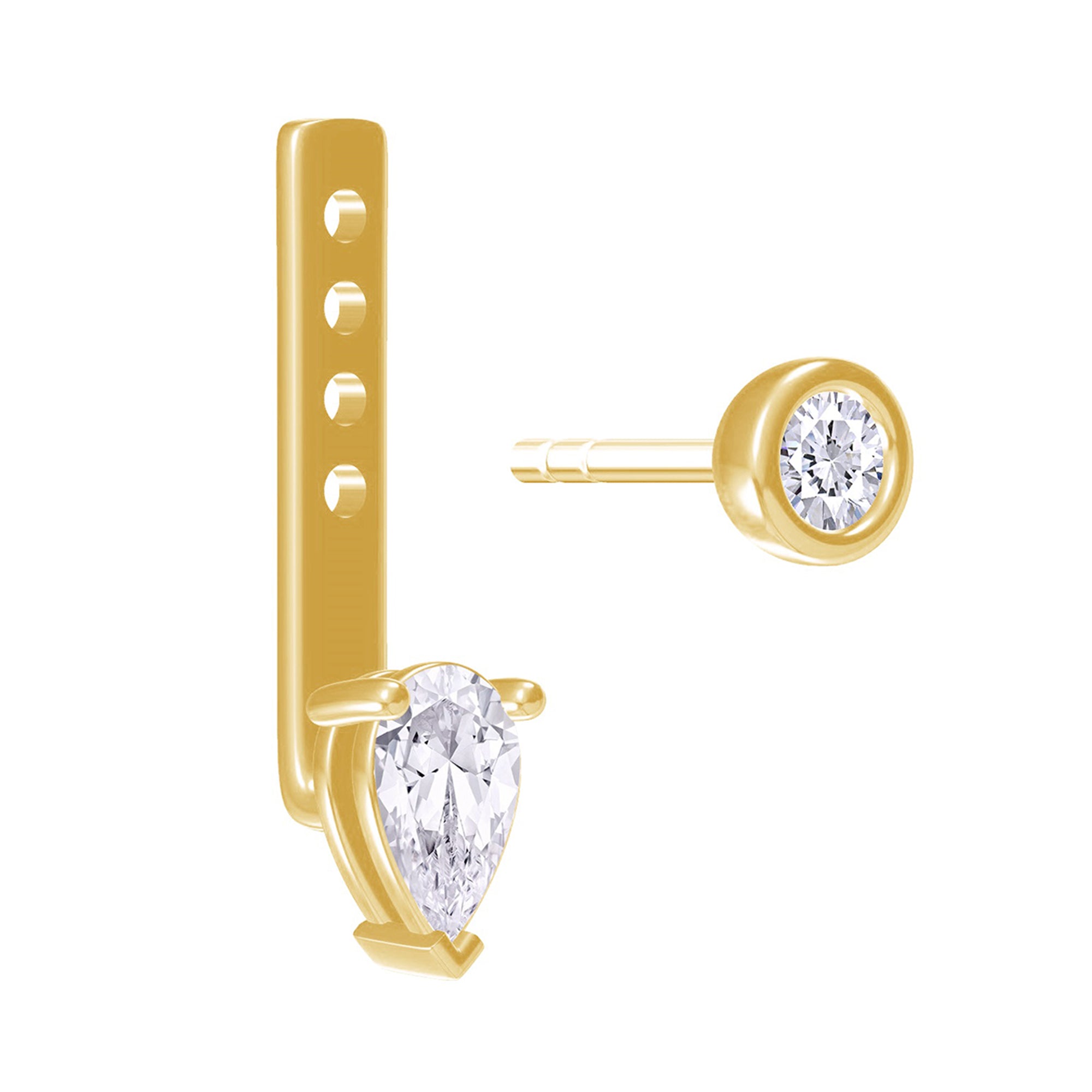 Pear & Round-Shaped Add-On Cubic Zirconia Earrings