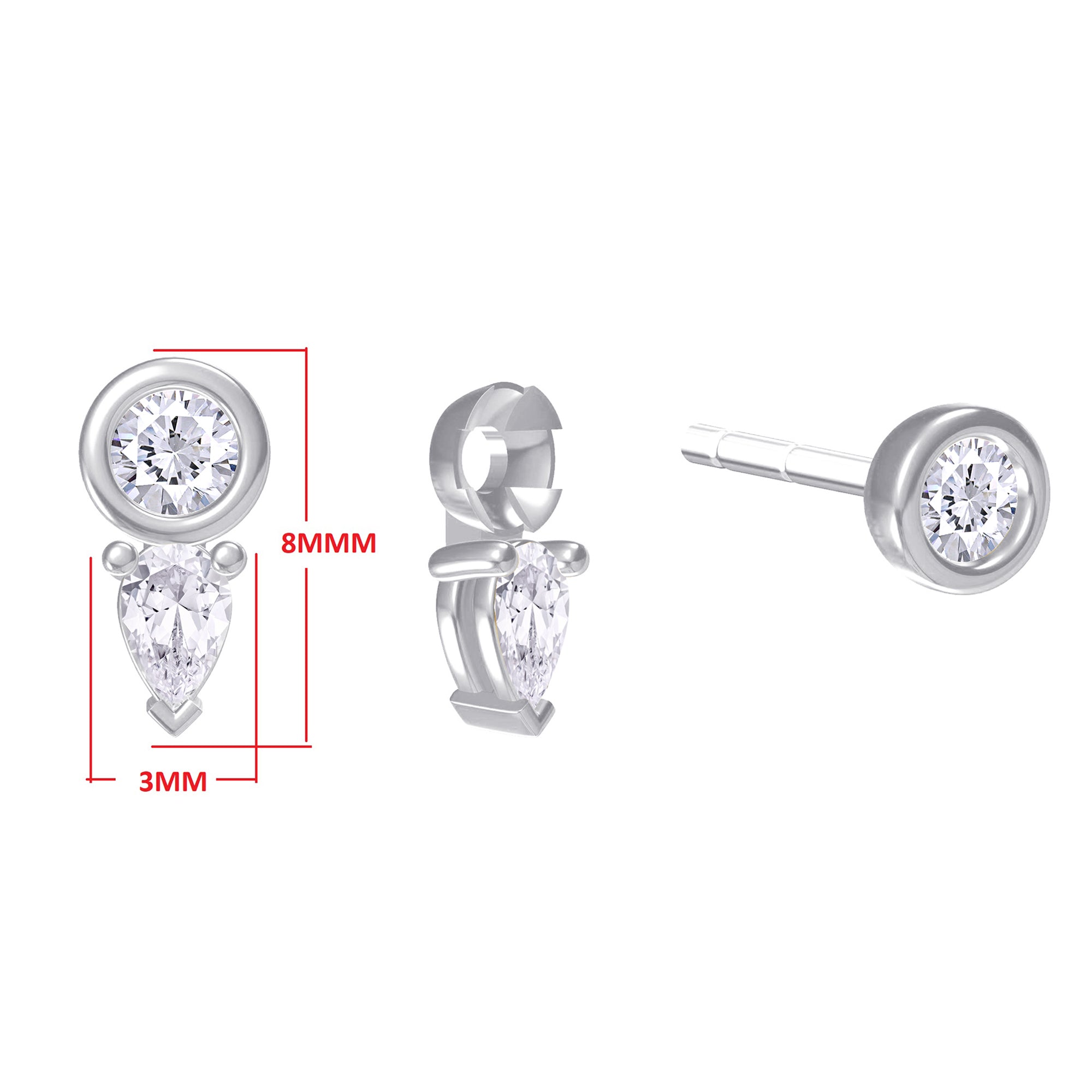 Pear Shape Add on Moissanite Stud Earrings