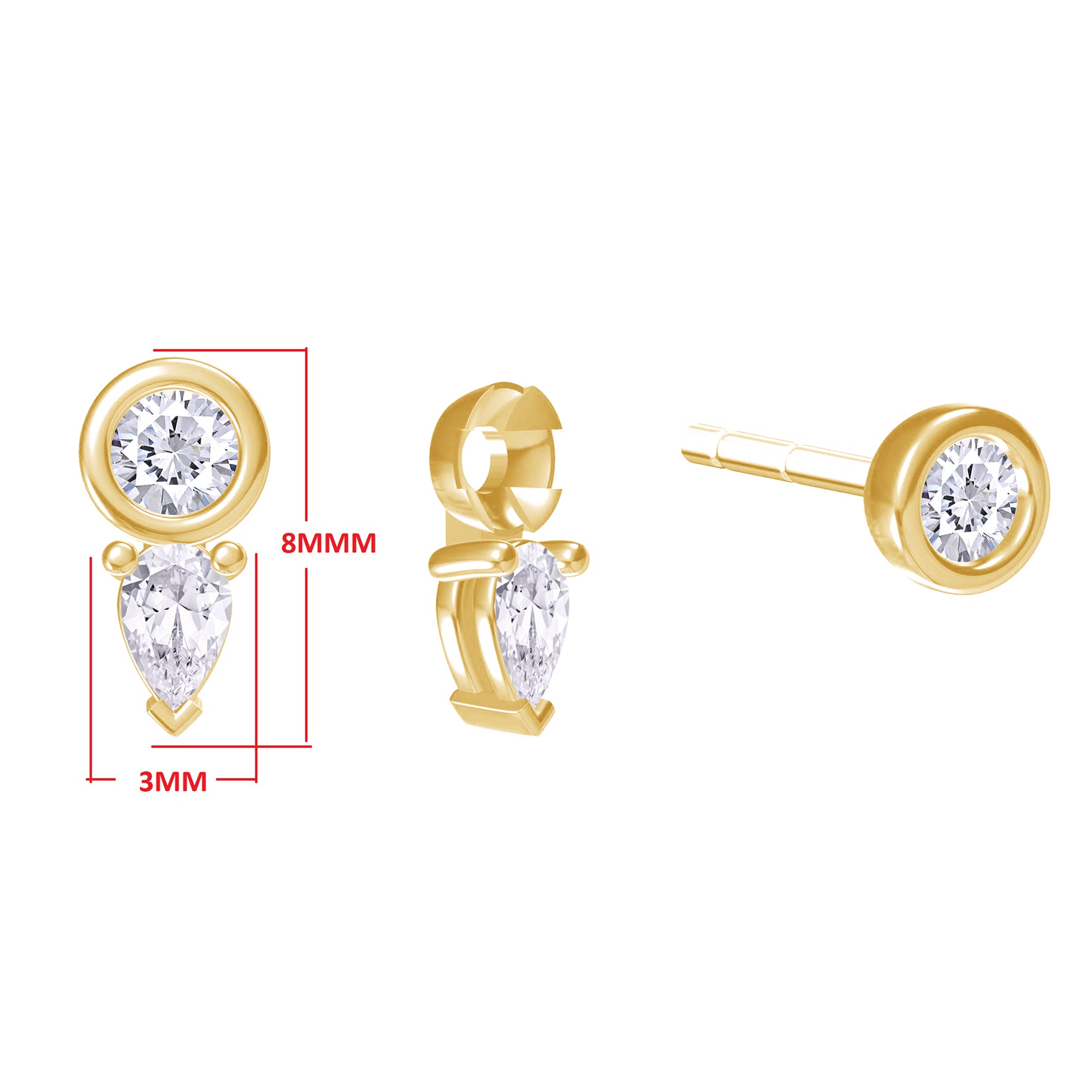 Pear Shape Add on Moissanite Stud Earrings