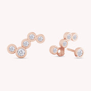 Ear Climber Sparkling Lab Grown Diamond 5 Stone Pair Earrings