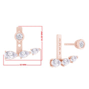 Pear Shape 3 Stone Add on Moissanite Stud Earrings