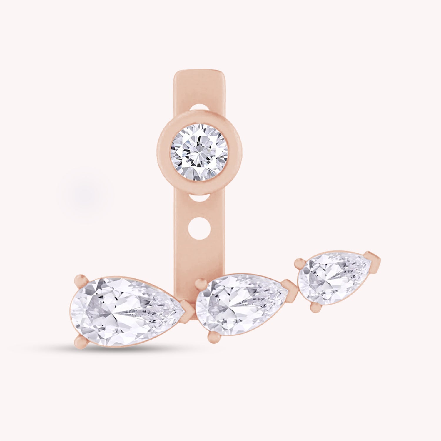 Pear Shape 3 Stone Add on Moissanite Stud Earrings