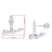 Pear Shape 3 Stone Add on Moissanite Stud Earrings