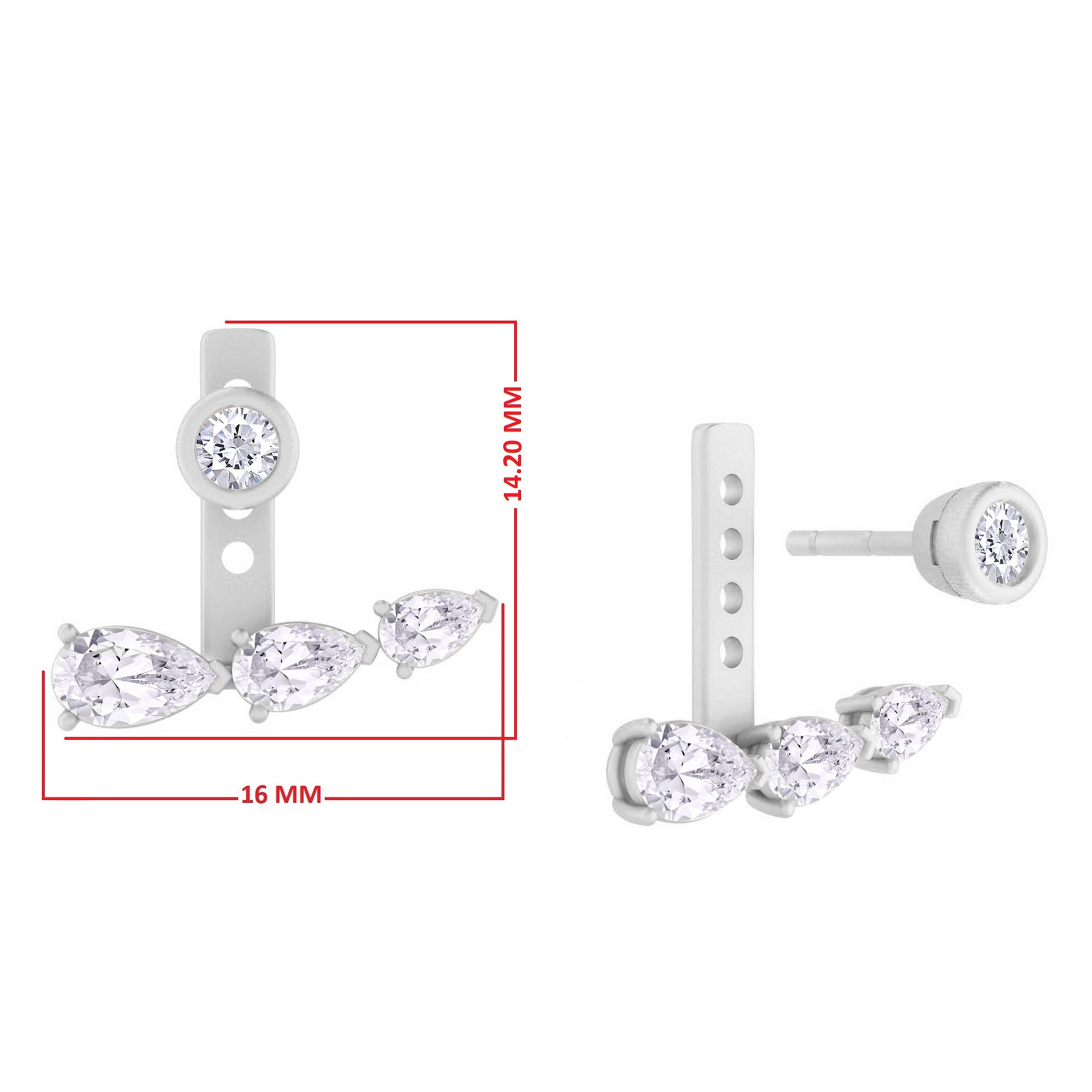 Pear Shape 3 Stone Add on Moissanite Stud Earrings