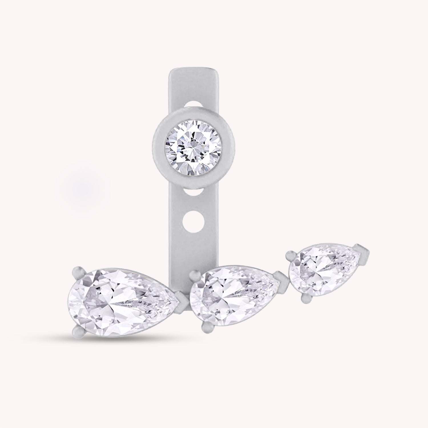 Pear Shape 3 Stone Add on Moissanite Stud Earrings