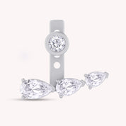 Pear Shape 3 Stone Add on Moissanite Stud Earrings