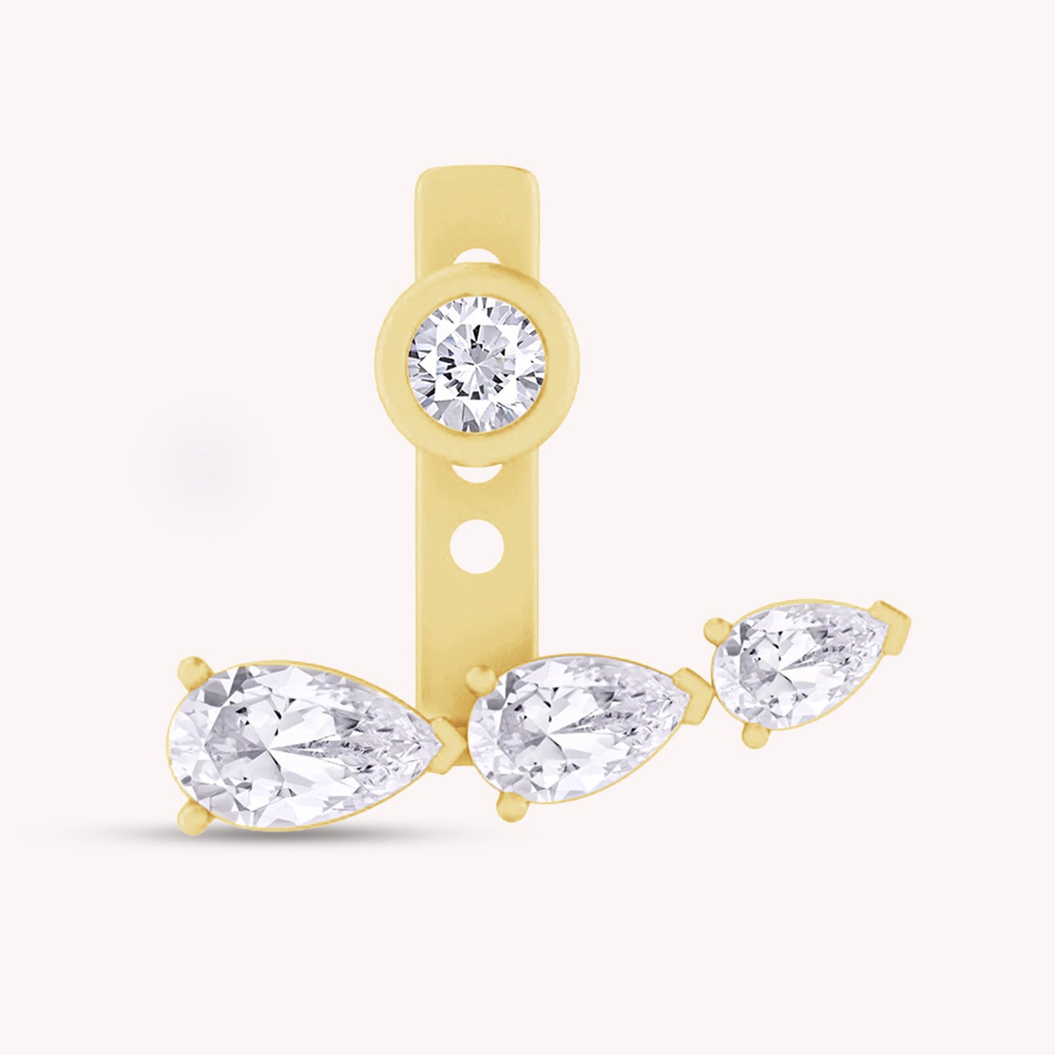 Pear Shape 3 Stone Add on Moissanite Stud Earrings