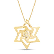 14K Solid Gold Star of David Pendant Necklace
