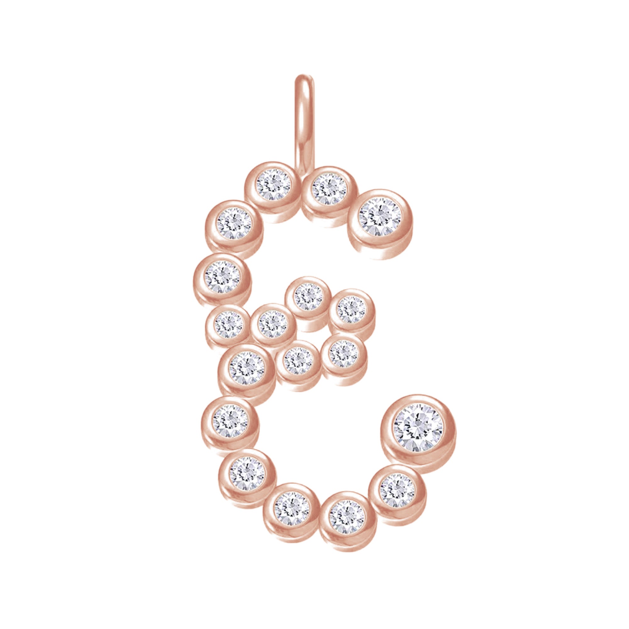 Personalized Initial Letter " E" Charm Pendant Without Chain In Lab Created Moissanite