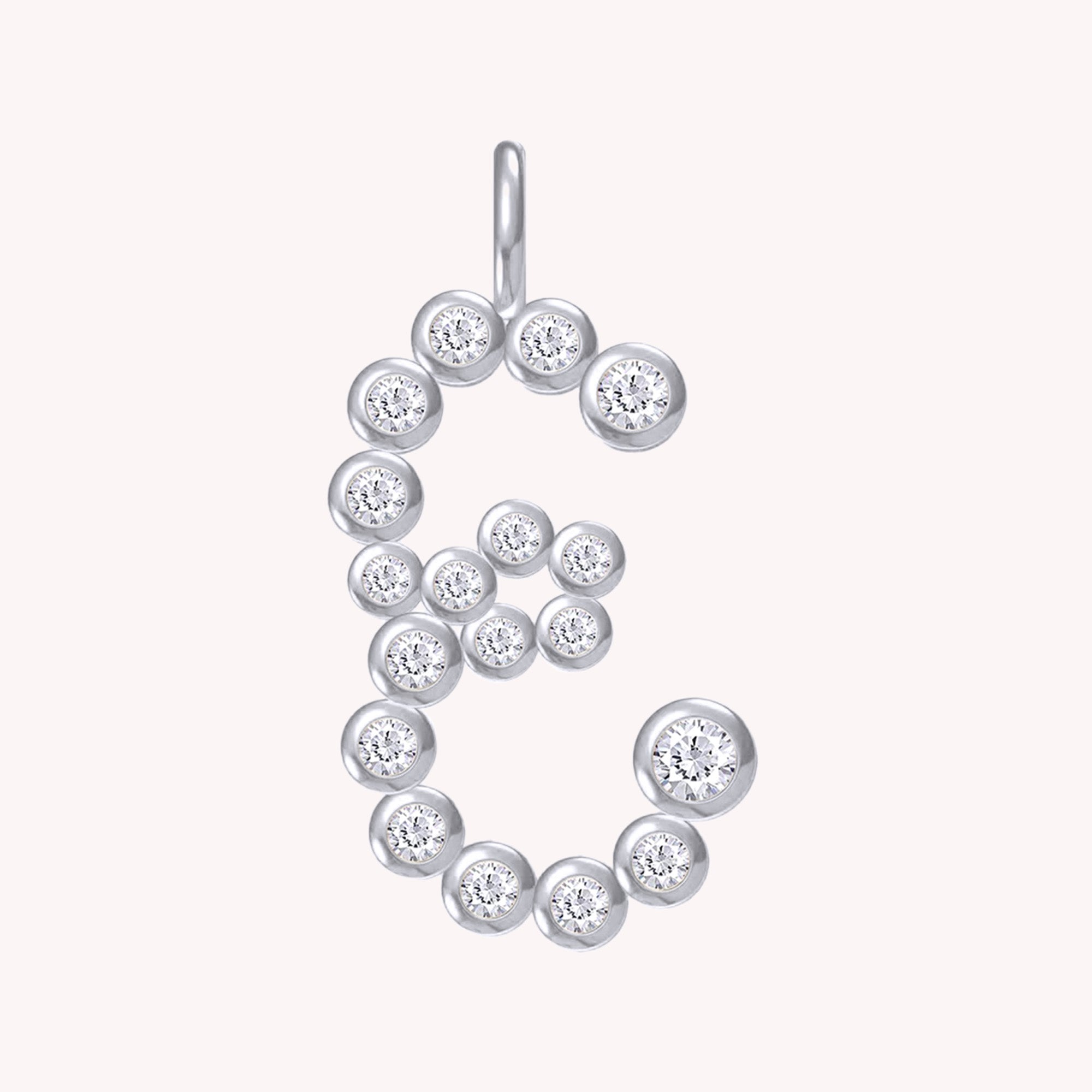 Personalized Initial Letter " E" Charm Pendant Without Chain In Lab Created Moissanite
