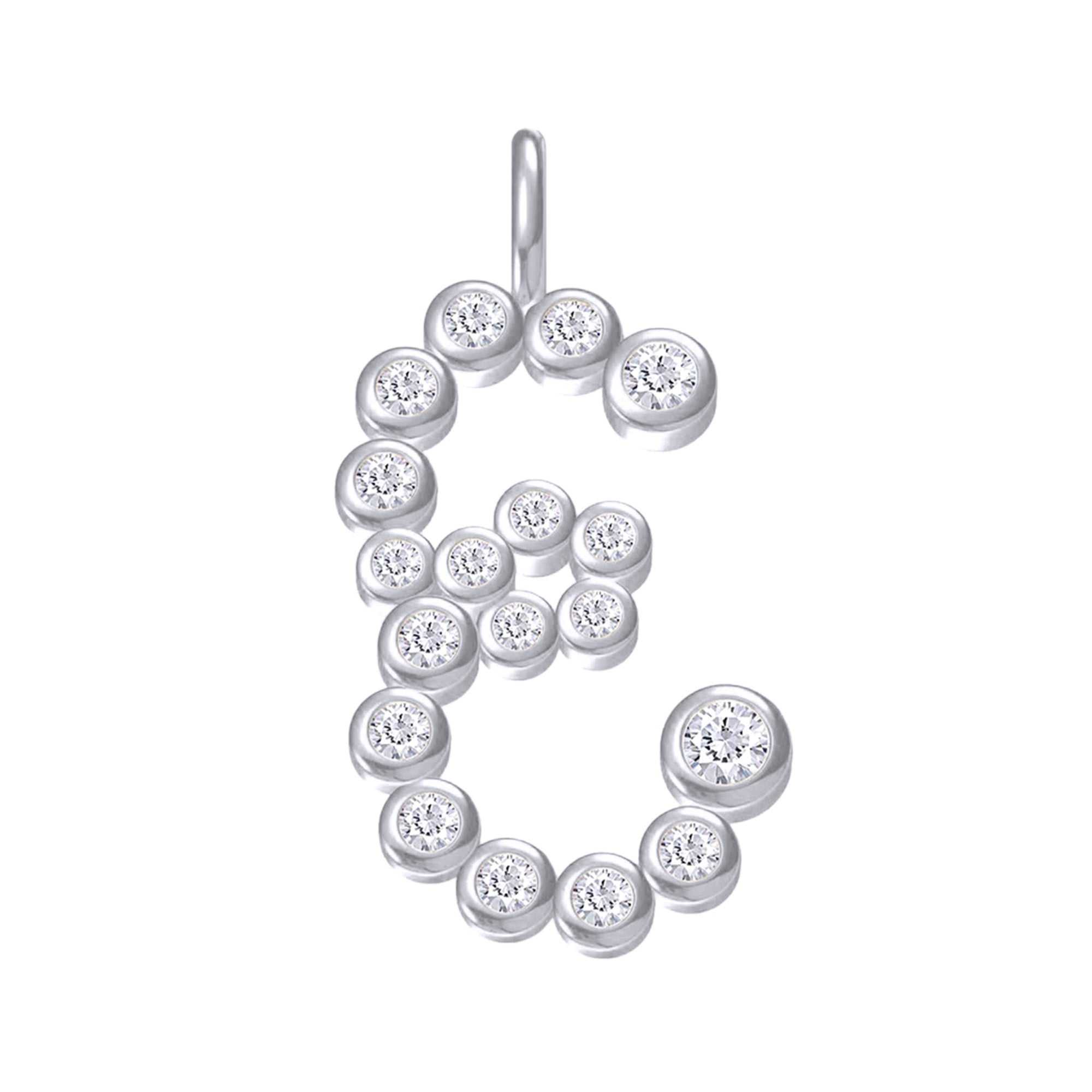 Personalized Initial Letter " E" Charm Pendant Without Chain In Lab Created Moissanite