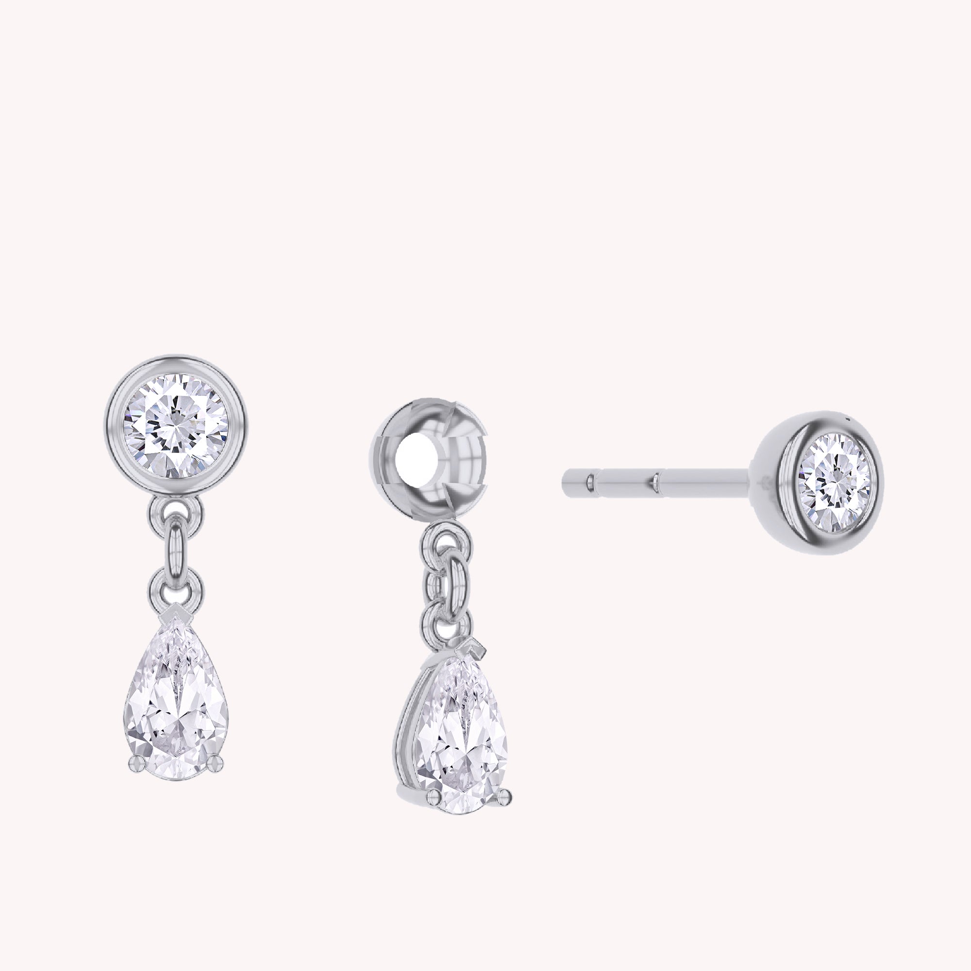 Lab Created Moissanite Stud Drop Earrings
