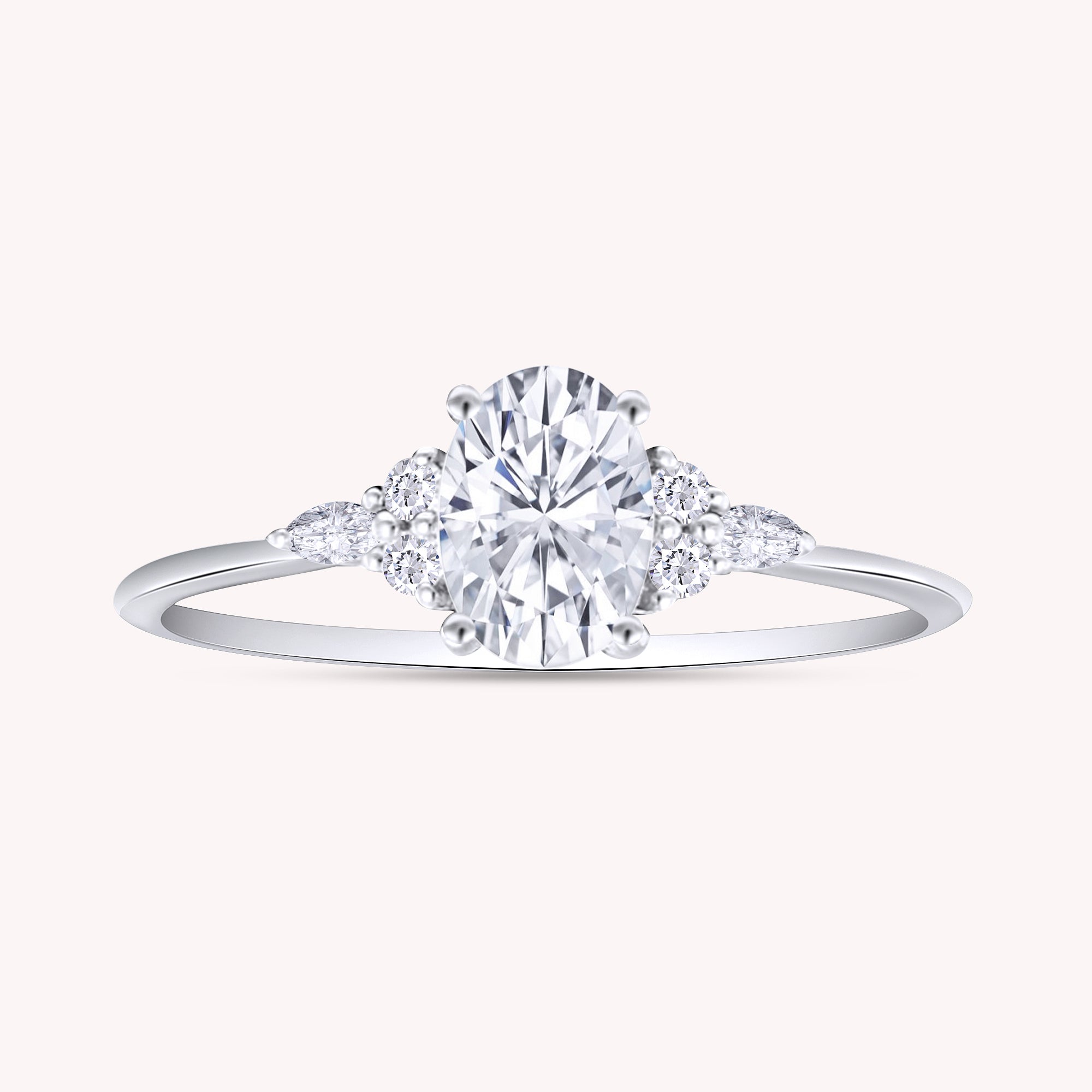 Oval, Marquise and Round Cut Cubic Zirconia Solitaire Engagement Ring for Women