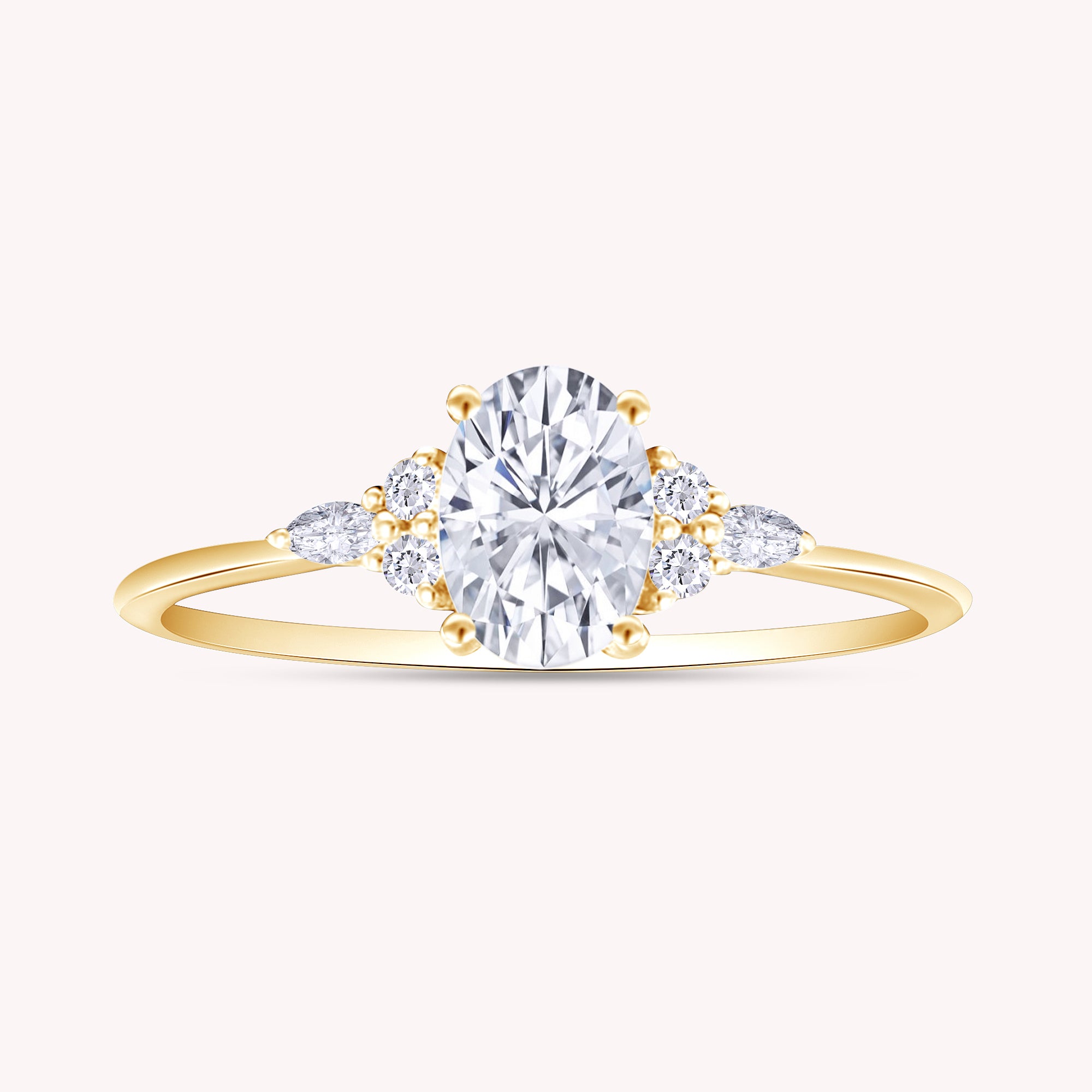 Oval, Marquise and Round Cut Cubic Zirconia Solitaire Engagement Ring for Women