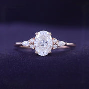 Oval, Marquise and Round Cut Cubic Zirconia Solitaire Engagement Ring for Women