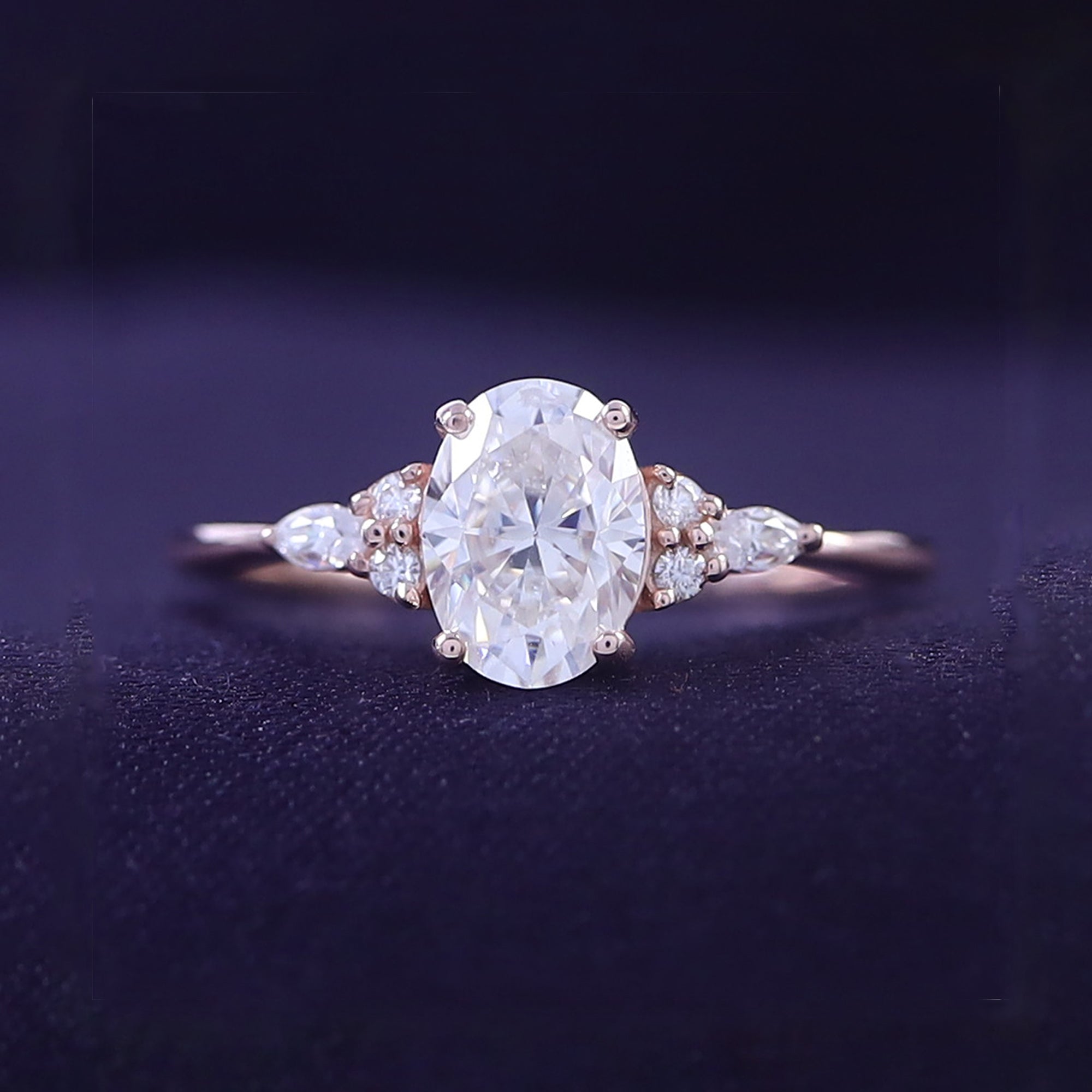 Oval, Marquise and Round Cut Cubic Zirconia Solitaire Engagement Ring for Women