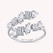 Multi-Shape Twist Ring White Cubic Zirconia Bypass Promise Ring