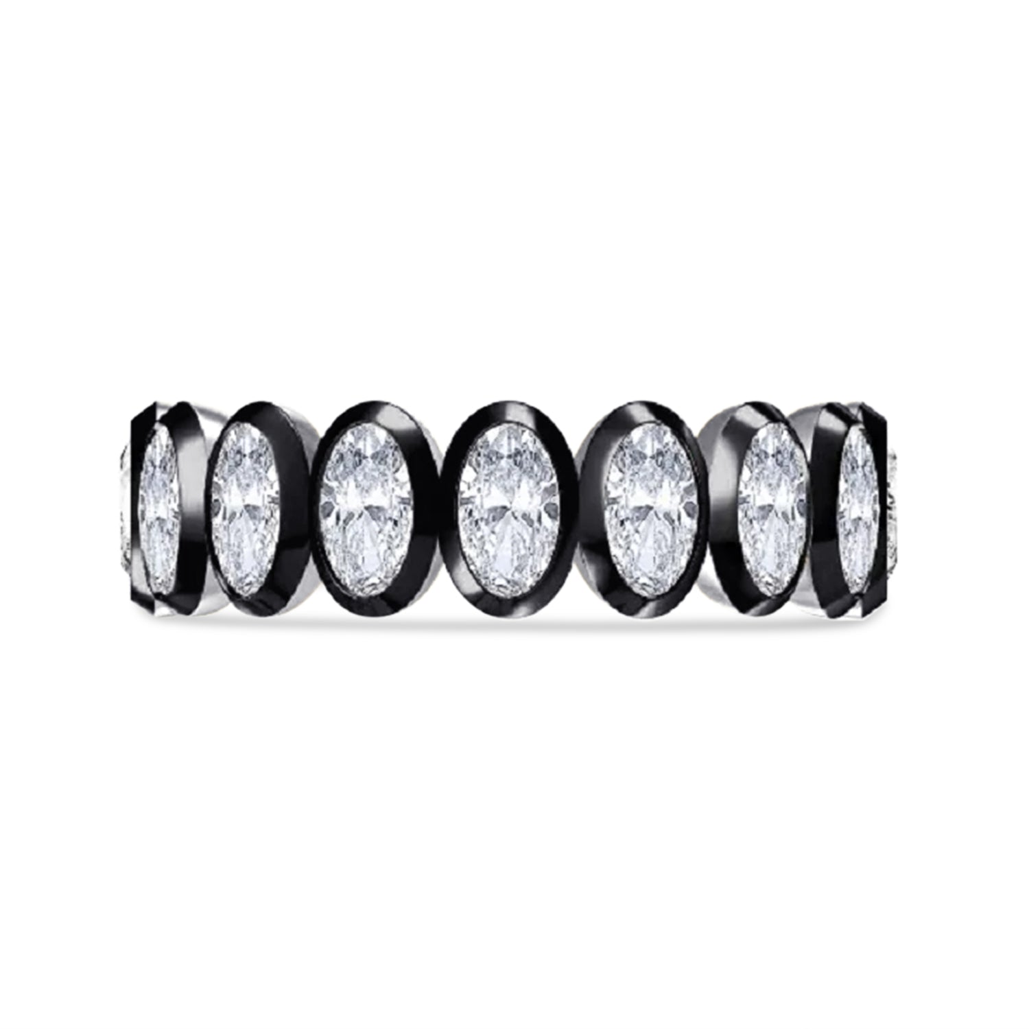 Two Tone Eternity Oval Cut Lab Grown Diamond Promise Ring