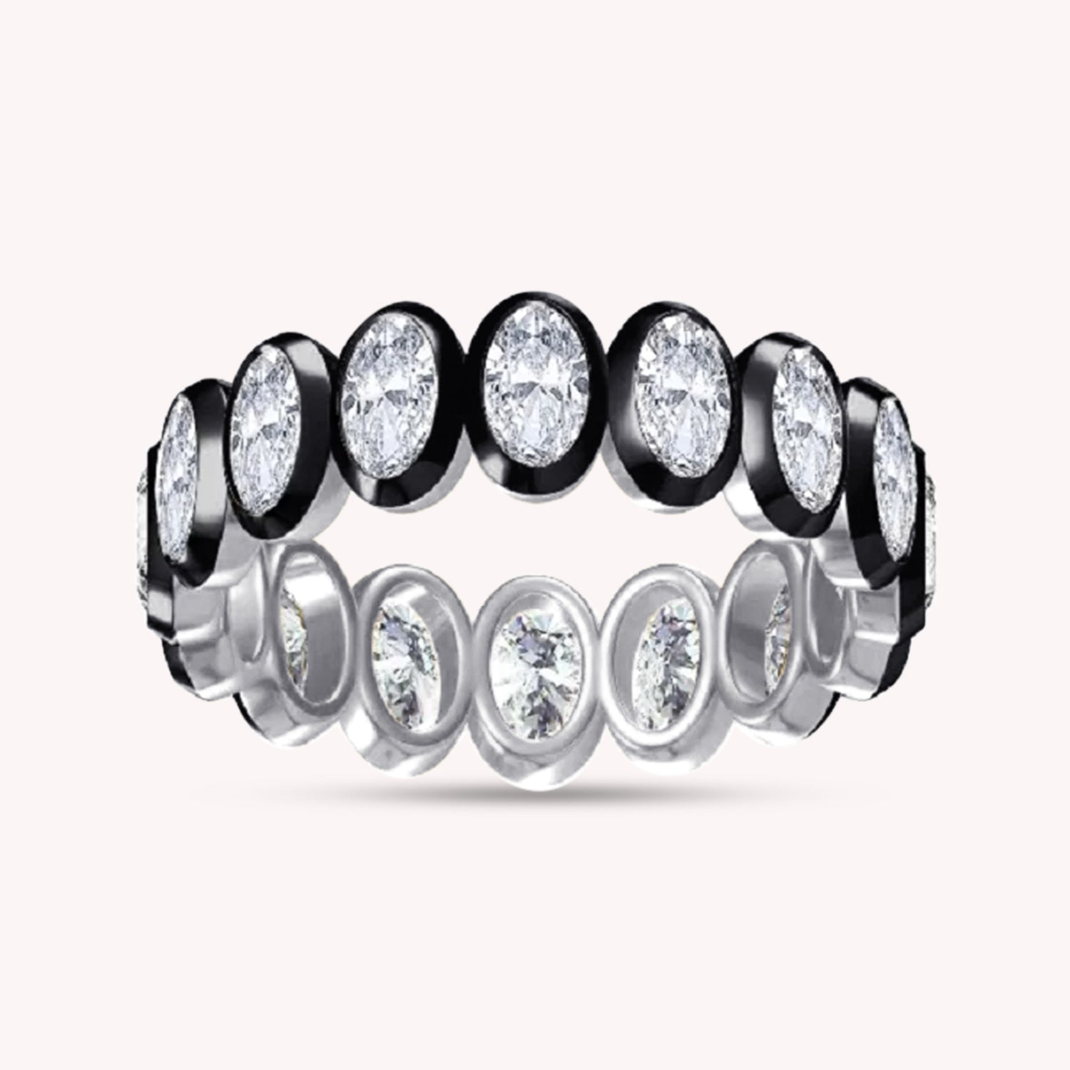 Two Tone Eternity Oval Cut Lab Grown Diamond Promise Ring