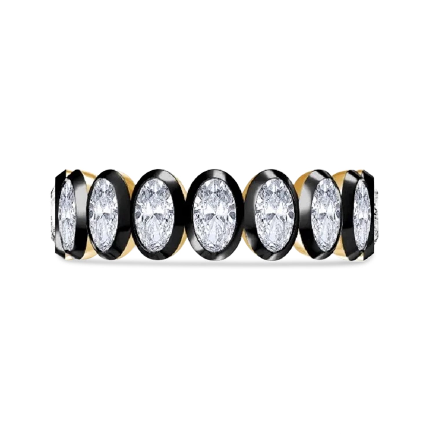 Two Tone Eternity Oval Cut Lab Grown Diamond Promise Ring