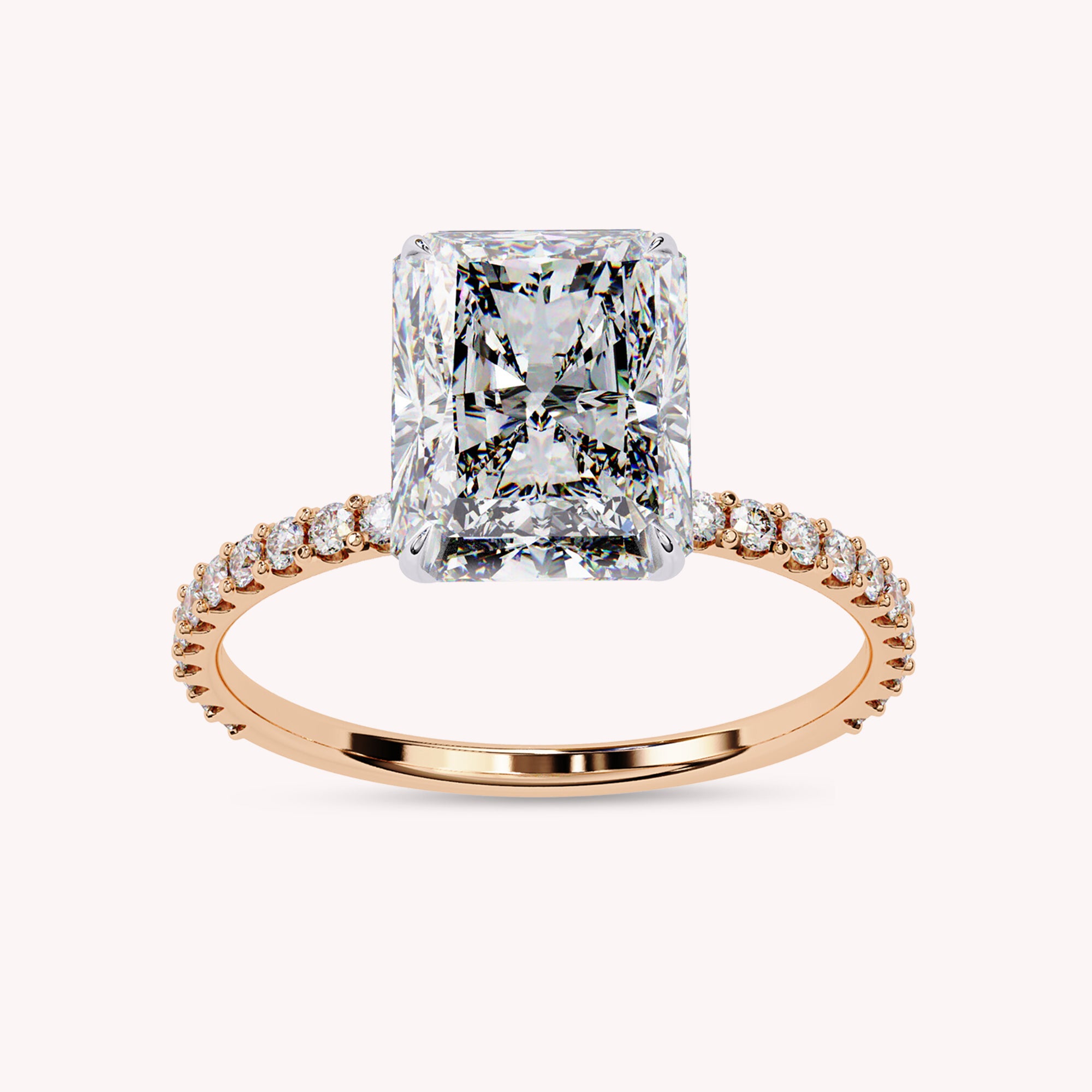 Radiant Cut Halo Hidden Lab Grown Diamond Engagement Ring