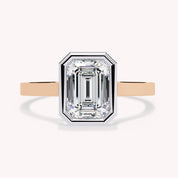 Max Emerald Cut Bezel Set Lab Grown Diamond Engagement Ring