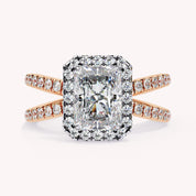 Kylie Radiant Cut Split Shank Halo Lab Grown Diamond Engagement Ring