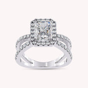 Kylie Radiant Cut Split Shank Halo Lab Grown Diamond Engagement Ring