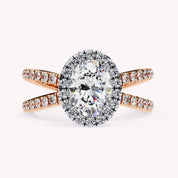 Marine Oval Cut Split Shank Halo Lab Grown Diamond Engagement Ring