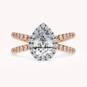Delaney Pear Cut Split Shank Halo Lab Grown Diamond Engagement Ring