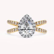 Delaney Pear Cut Split Shank Halo Lab Grown Diamond Engagement Ring