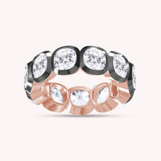 Cushion Shape Lab Created Moissanite Two Tone Eternity Ring