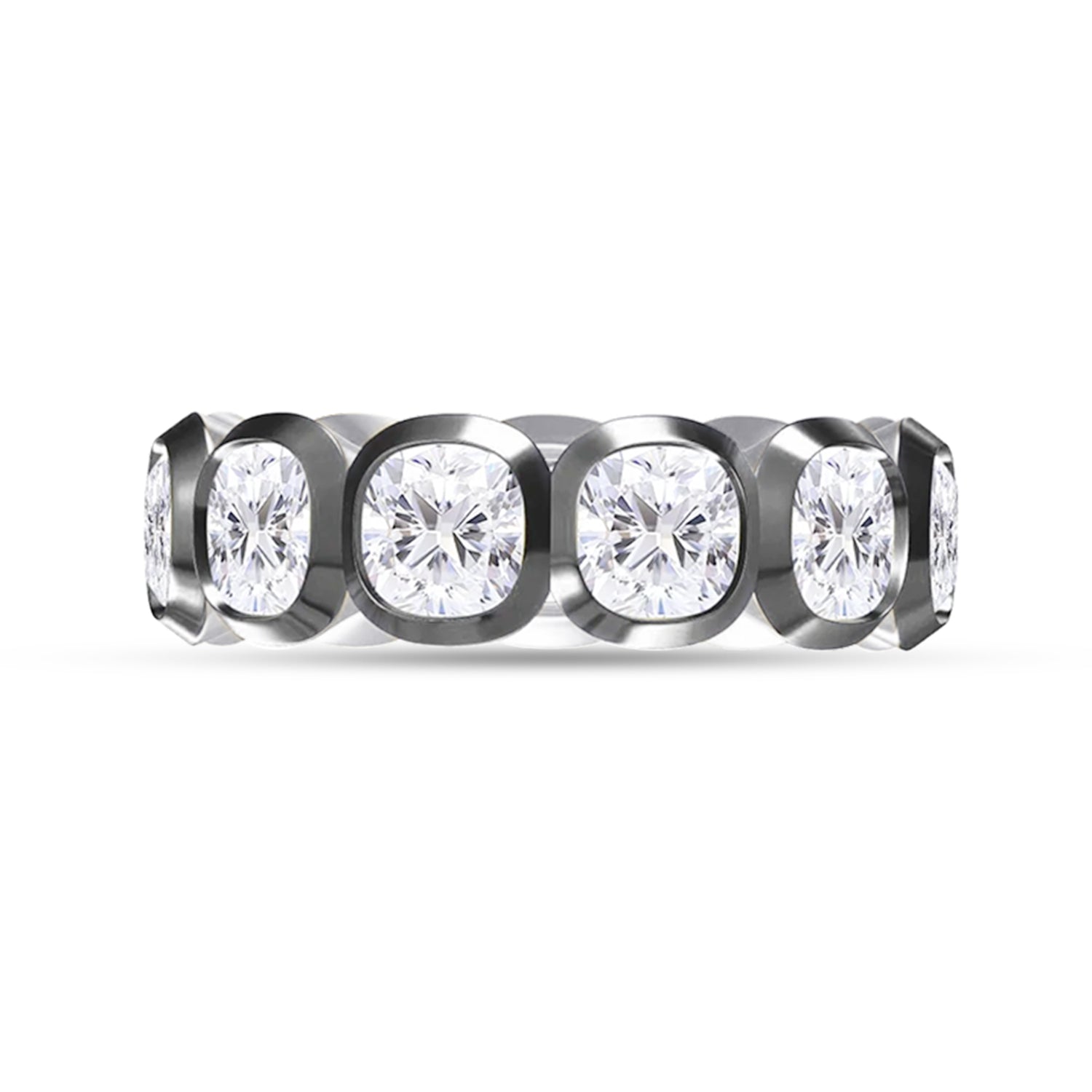Cushion Shape Lab Created Moissanite Two Tone Eternity Ring