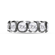 Cushion Shape Lab Created Moissanite Two Tone Eternity Ring